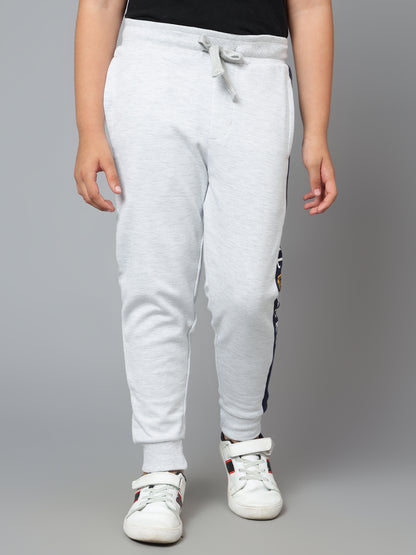 Boys Casual Grey Melange Track Pants