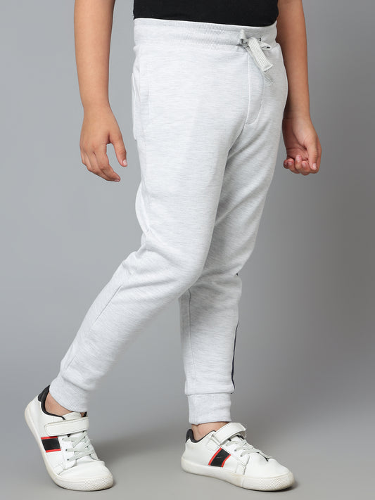 Boys Casual Grey Melange Track Pants