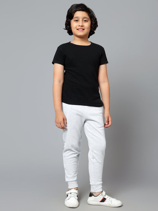 Boys Casual Grey Melange Track Pants