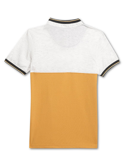 Cantabil Boys Mandarin Collar Off White T-Shirt (7135583273099)