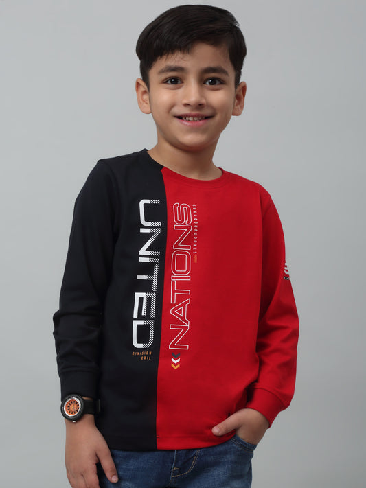 Boys Casual Navy Blue Full Sleeve  T-Shirt