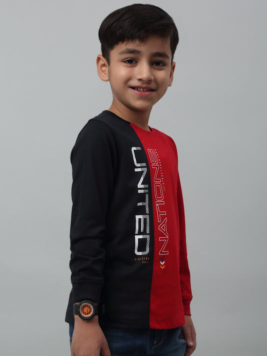 Boys Casual Navy Blue Full Sleeve  T-Shirt