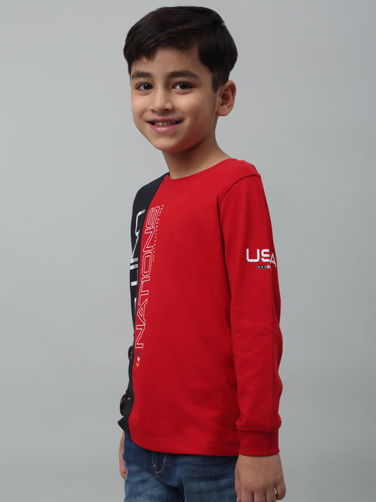 Boys Casual Navy Blue Full Sleeve  T-Shirt