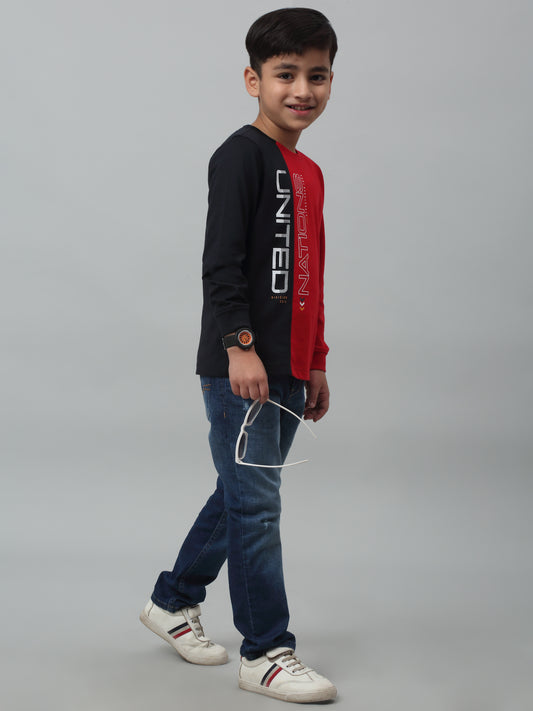 Boys Casual Navy Blue Full Sleeve  T-Shirt