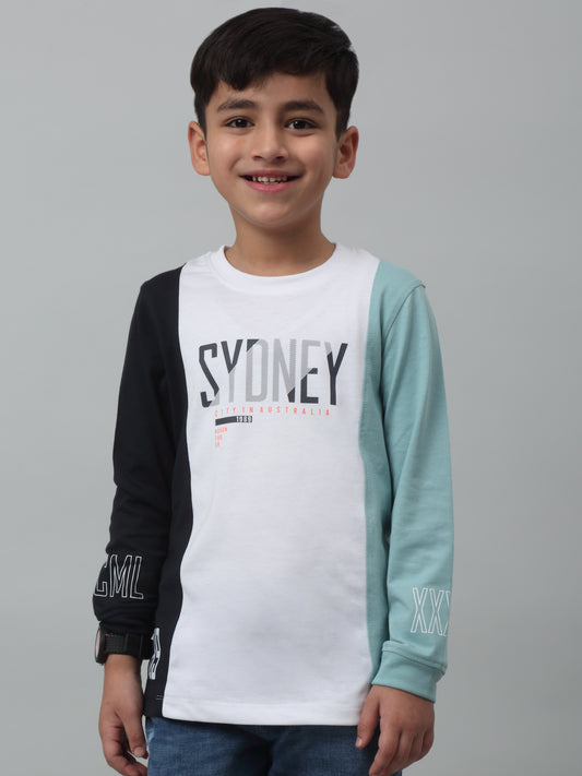 Boys Casual Navy Blue Full Sleeve  T-Shirt