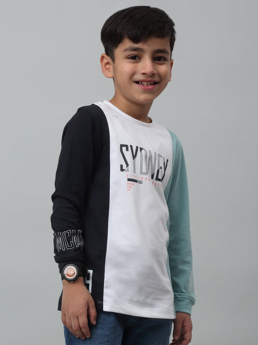 Boys Casual Navy Blue Full Sleeve  T-Shirt
