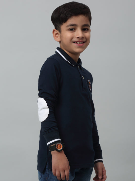 Boys Casual Navy Blue Full Sleeve  T-Shirt