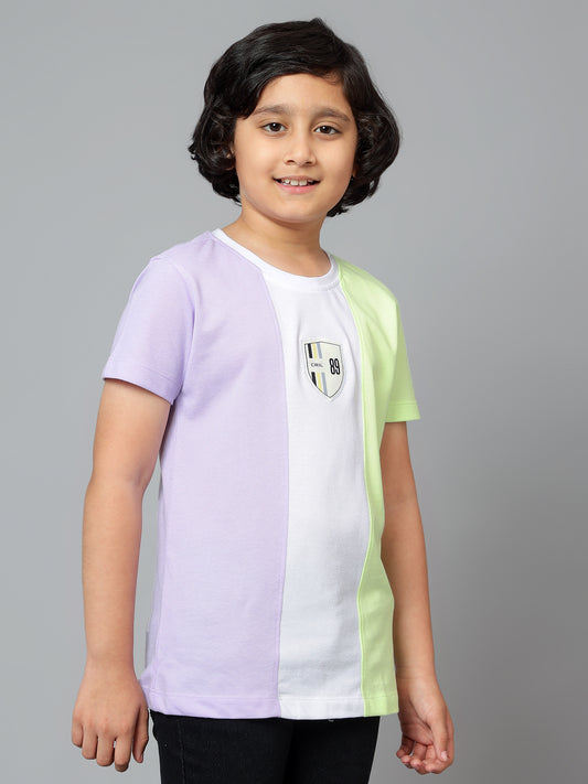 Boys Casual Lilac Half Sleeve  T-Shirt