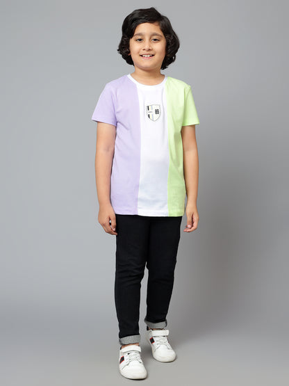 Boys Casual Lilac Half Sleeve  T-Shirt