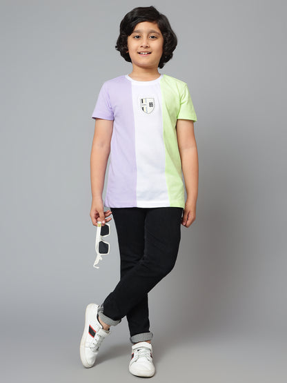 Boys Casual Lilac Half Sleeve  T-Shirt