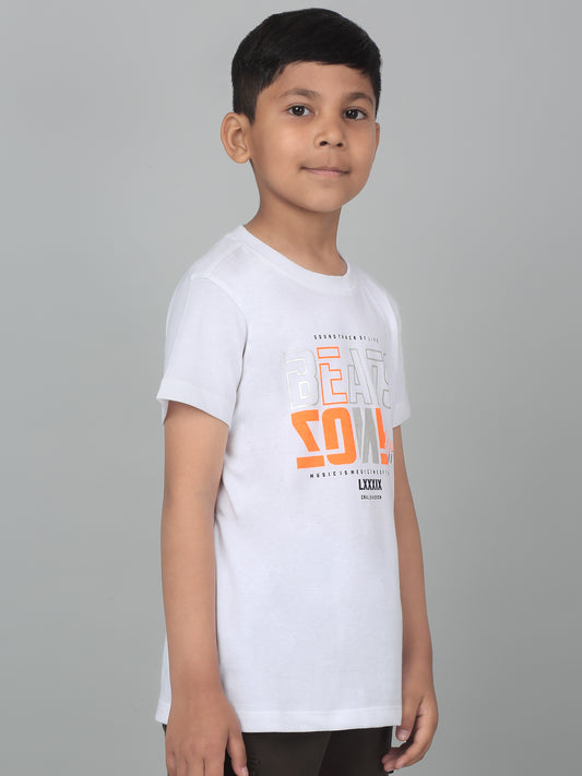Boys Casual White Half Sleeve  T-Shirt