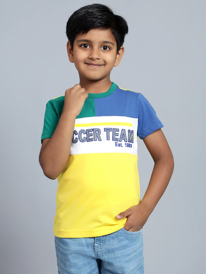 Boys Casual Yellow Half Sleeve  T-Shirt