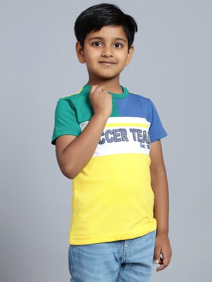 Boys Casual Yellow Half Sleeve  T-Shirt