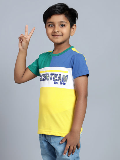 Boys Casual Yellow Half Sleeve  T-Shirt