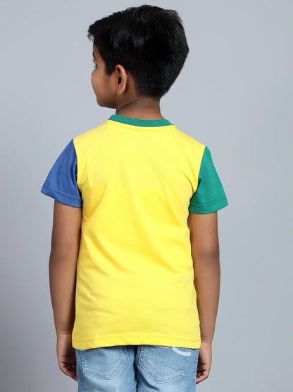 Boys Casual Yellow Half Sleeve  T-Shirt