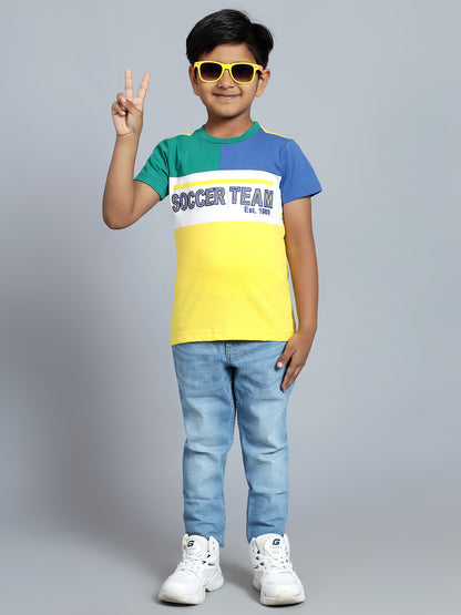 Boys Casual Yellow Half Sleeve  T-Shirt