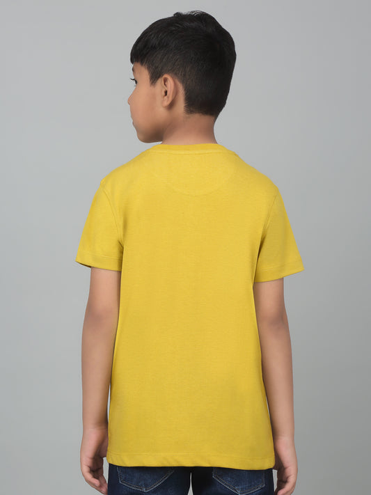 Boys Casual Yellow Half Sleeve  T-Shirt