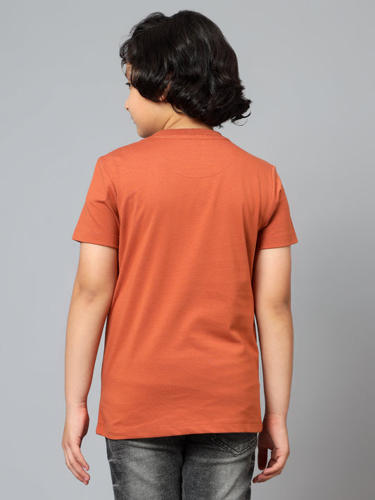 Boys Casual Rust Half Sleeve  T-Shirt