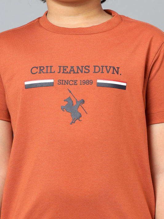 Boys Casual Rust Half Sleeve  T-Shirt