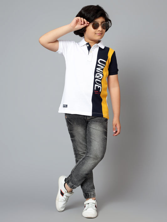 Boys Casual White Half Sleeve  T-Shirt