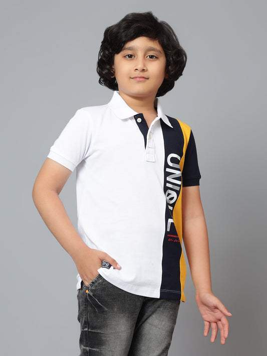 Boys Casual White Half Sleeve  T-Shirt