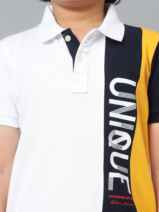 Boys Casual White Half Sleeve  T-Shirt