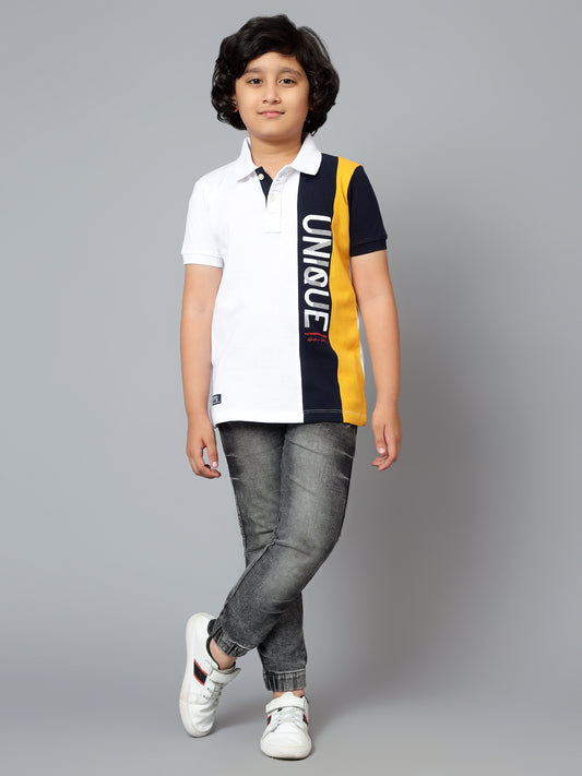 Boys Casual White Half Sleeve  T-Shirt