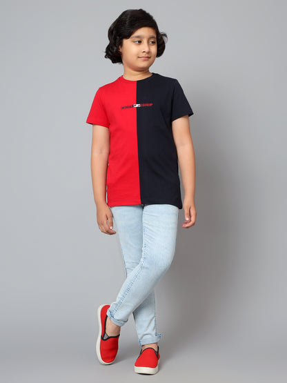 Boys Casual Navy Blue Half Sleeve  T-Shirt