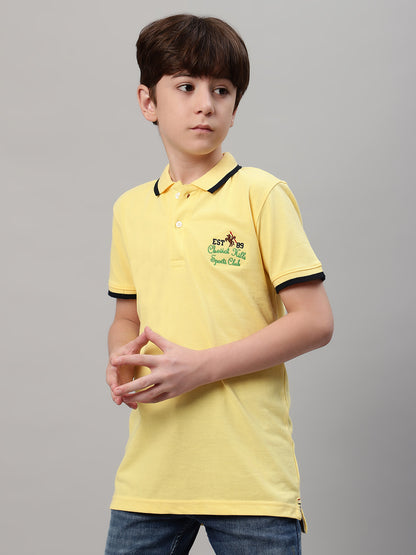 Boy's Yellow Solid T-Shirt