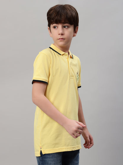 Boy's Yellow Solid T-Shirt