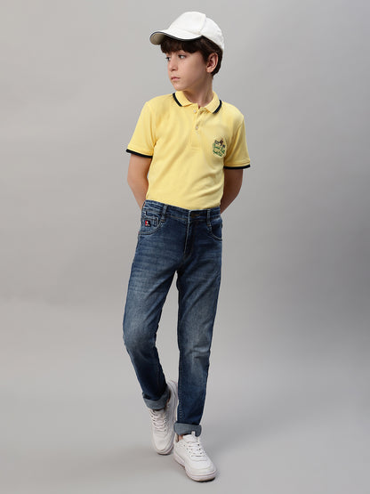 Boy's Yellow Solid T-Shirt