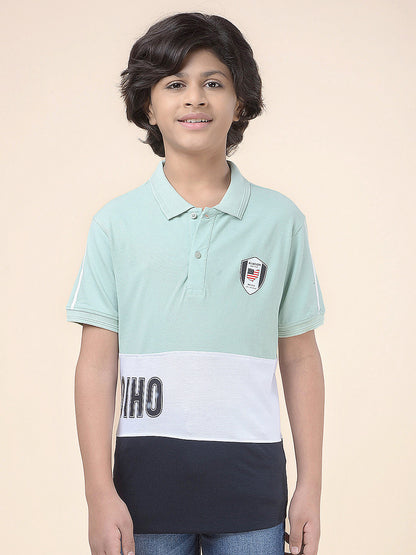 Casual T-Shirt for Boys l Breathable & Soft with Color Fastness Regular Fit Polo Neck Poly Cotton Fabric Colour Block Pattern