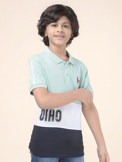 Casual T-Shirt for Boys l Breathable & Soft with Color Fastness Regular Fit Polo Neck Poly Cotton Fabric Colour Block Pattern