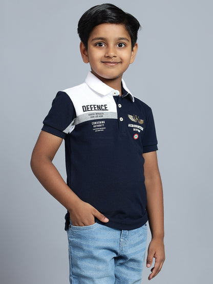 Boys Casual Navy Blue Half Sleeve  T-Shirt