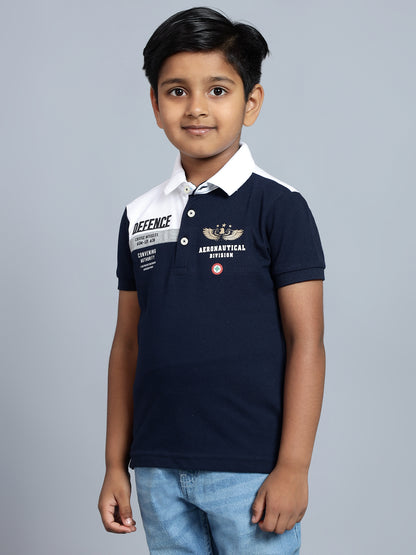 Boys Casual Navy Blue Half Sleeve  T-Shirt