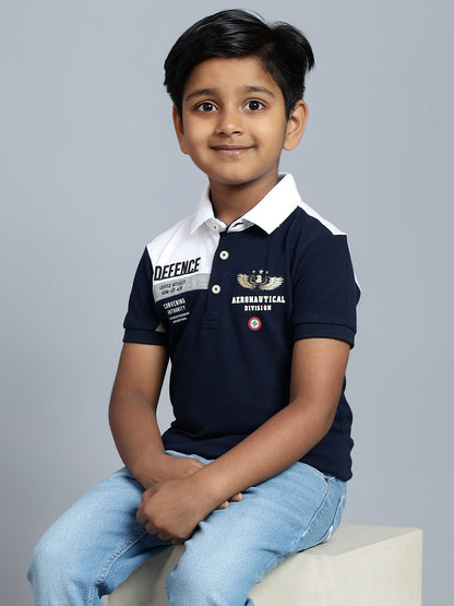 Boys Casual Navy Blue Half Sleeve  T-Shirt