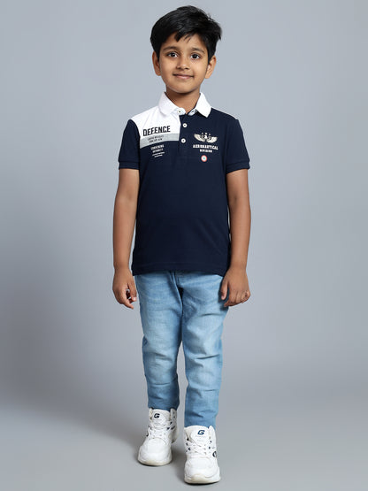 Boys Casual Navy Blue Half Sleeve  T-Shirt