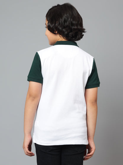 Boys Casual White Half Sleeve  T-Shirt