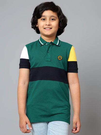 Boys Casual Green Half Sleeve  T-Shirt