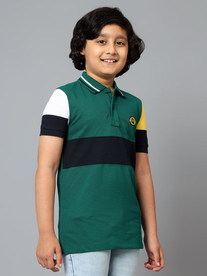 Boys Casual Green Half Sleeve  T-Shirt