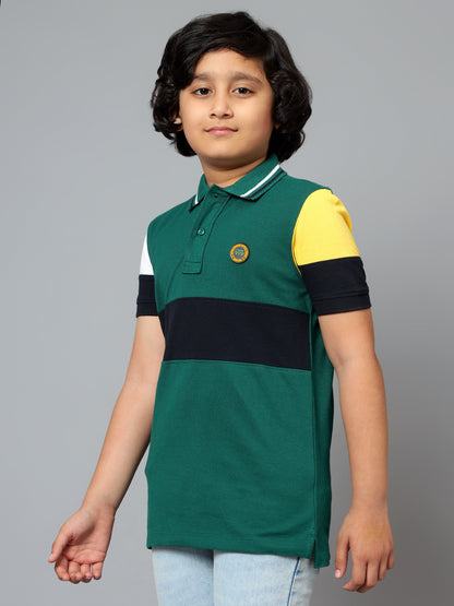 Boys Casual Green Half Sleeve  T-Shirt