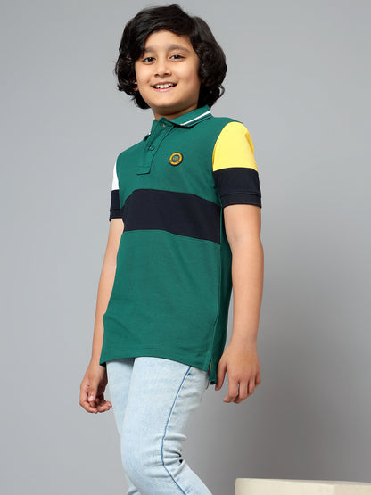 Boys Casual Green Half Sleeve  T-Shirt