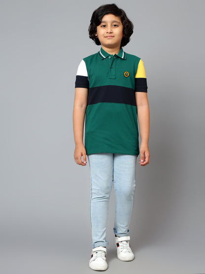 Boys Casual Green Half Sleeve  T-Shirt