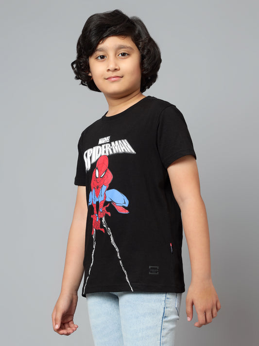 Boys Casual Black Half Sleeve  T-Shirt