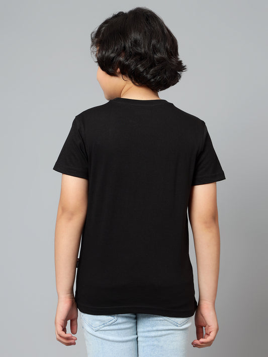 Boys Casual Black Half Sleeve  T-Shirt