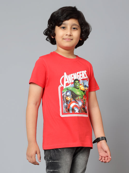 Boys Casual Red Half Sleeve  T-Shirt