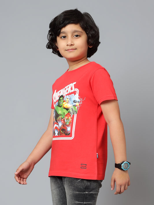 Boys Casual Red Half Sleeve  T-Shirt