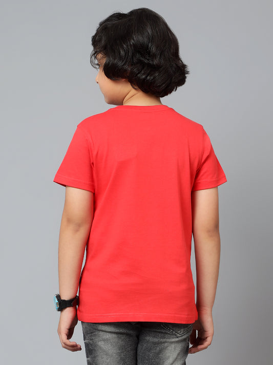 Boys Casual Red Half Sleeve  T-Shirt