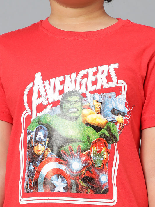 Boys Casual Red Half Sleeve  T-Shirt