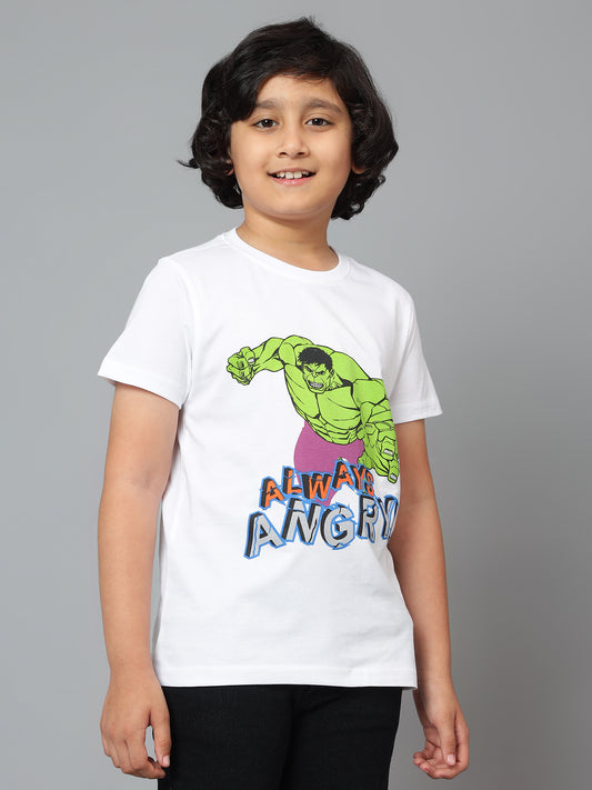 Boys Casual White Half Sleeve  T-Shirt